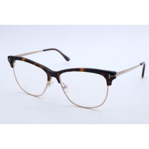 Authentic Tom Ford TF 5446-B 052 Half Rim Havana Eyeglasses Clear Lenses 54mm